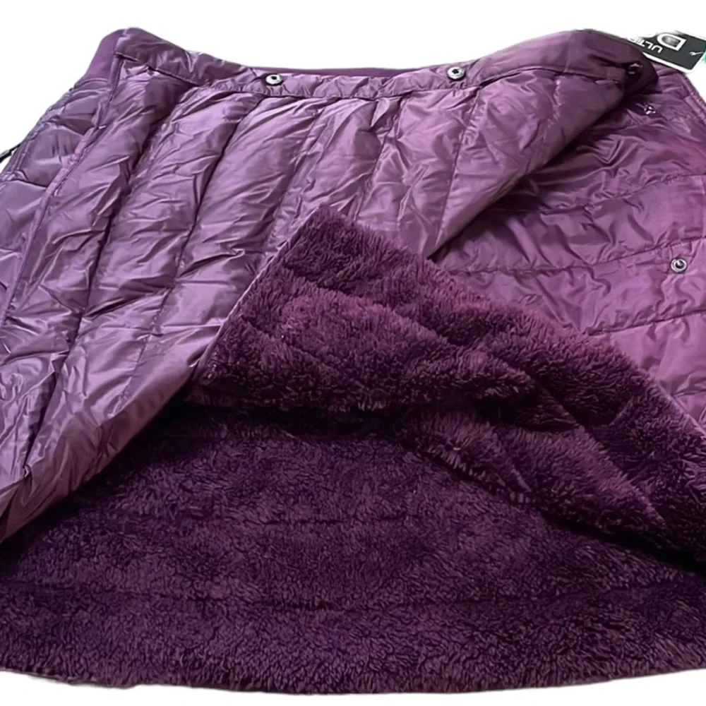 Aventure Quilted Down Snap Faux Wrap Fleece Lined Mini Skirt - Picture 3 of 4